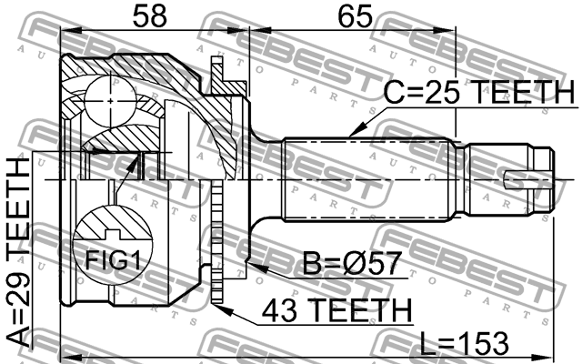 ШРУС наружный к-кт!\ Mitsubishi Lancer 1.5 CVT 4WD 00> 0410-038A43 FEBEST