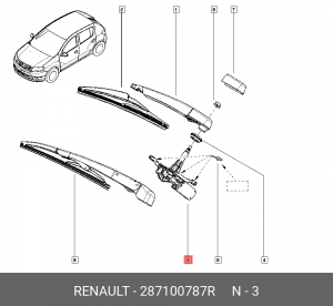 МОТОР СТЕКЛООЧИСТИТЕЛЯ ЗАДНЕГО 287100787R 287100787R RENAULT