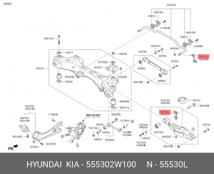 Стойка стабилизатора HYUNDAI Santa Fe (12-) KIA Sorento (12-) (4WD) заднего лева 55530-2W100 HYUNDAI KIA