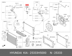 Кронштейн KIA Rio (17-) крепления панели радиатора OE 25333H5000 HYUNDAI KIA