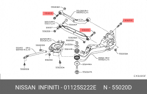болт рычага заднего!\ Nissan 01125-S222E NISSAN