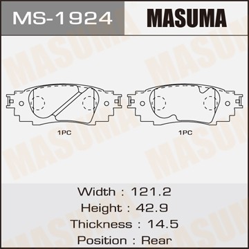 колодки дисковые задние!\ Lexus RX RX AGL2/GGL2 15> MS1924 MASUMA