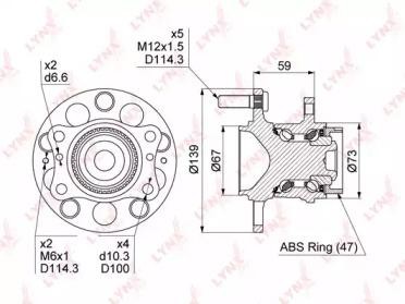 Ступица HYUNDAI Elantra (10-) KIA Cerato (12-) задняя LYNX WH-1487 LYNXAUTO