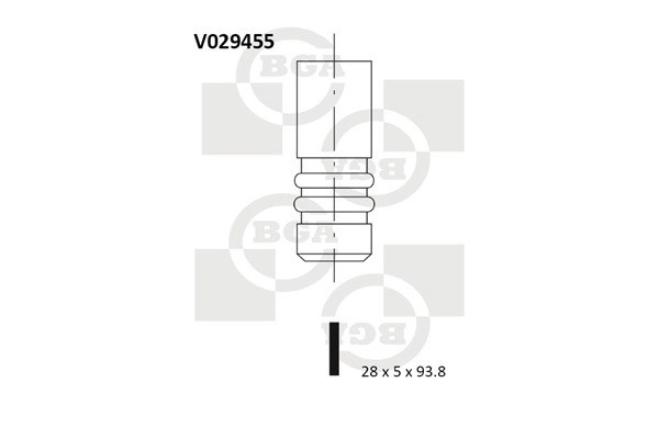 клапан впускной! 28x5x93.8мм\ Opel Astra/Corsa/Agila 1.0/1.2 12V/16V 97> V029455 BG AUTOMOTIVE