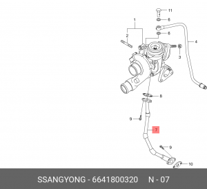 Трубка SSANGYONG Actyon (06-),Kyron (05-),Rexton (03-)(D20/27) масляная турбоком 6641800320 SSANG YONG