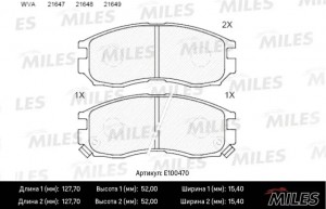 Колодки тормозные передние (Смесь Semi-Metallic) MITSUBISHI GALANT/LANCER 1.8-2. E100470 MILES