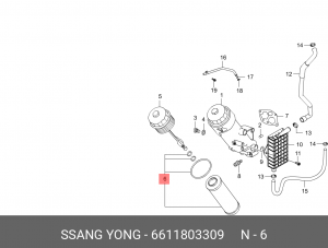 Фильтр масляный SSANGYONG Rexton (02-) (OM600) OE 6611803309 SSANG YONG