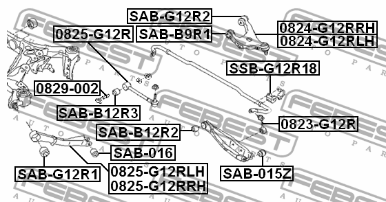 к-кт сайлентблоков заднего верхнего рычага! 2 шт.\ Subaru Impreza 11>/Legacy 09- SAB-G12R2 FEBEST