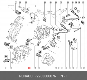 датчик температуры ОЖ!\ Renault Clio/Laguna/Megane/Scenic/Twingo 1.2-2.0 02> 226300007R RENAULT