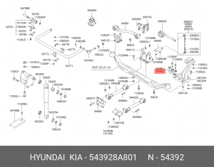 Кронштейн амортизатора правый пер. подвески SPACE 543928A801 HYUNDAI KIA