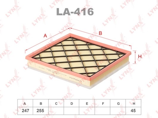 фильтр воздушный! Opel Astra 1.4/1.6 09>, Chevrolet Cruze 1.6/1.8 09> LA-416 LYNXAUTO