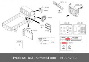 Реле HYUNDAI HD65,78,120,160,170,260,270,450,500,Universe OE 952355L000 HYUNDAI KIA