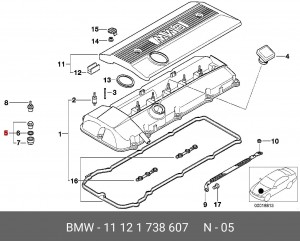 гайка клапанной крышки!\ BMW M50/M52/M54 11 12 1 738 607 BMW