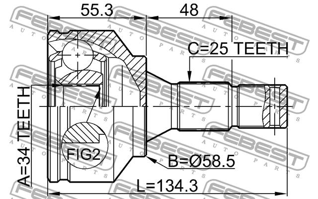 ШРУС 2510-30720 2510-30720 FEBEST