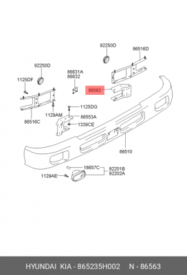 Кронштейн бампера HYUNDAI HD65,72,78 переднего правый OE 865235H002 HYUNDAI KIA