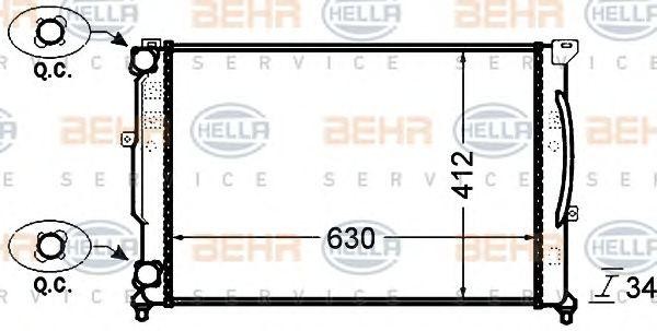 Радиатор AUDI A4 (97-05) (1.6-2.3/1.9 TD) МКПП HELLA 8MK 376 766-351 HELLA