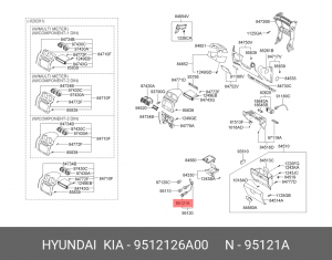 Заглушка гнезда прикуривателя Hyundai Santa Fe 2000- 9512126A00 HYUNDAI KIA