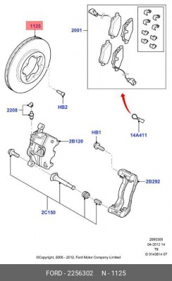 Диск тормозной FORD Transit (06-) передний (1шт.) OE 2256302 FORD