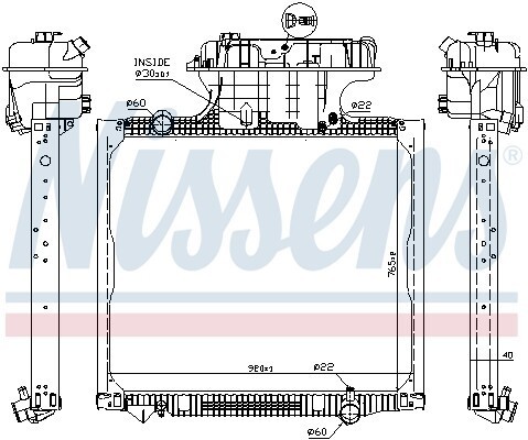 радиатор системы охлаждения! пластик/алюминий 765x920x40\ MAN TG-A дв.D28. 02> 62875 NISSENS