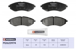 Торм. колодки дисковые передн. Chevrolet Aveo I 02- Daewoo Kalos 02- ZAZ Vida 12 M2623974 MARSHALL