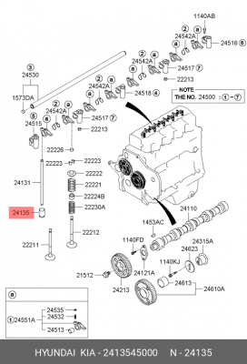 толкатель клапана гидравлический!\ Hyundai HD65/72/78/County 2413545000 HYUNDAI