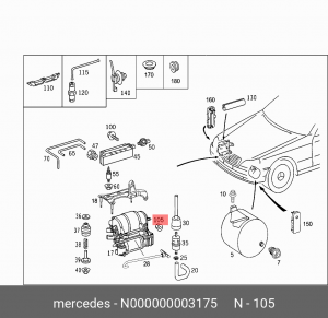 гайка м8 N000000003175 MERCEDES BENZ