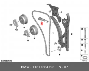 натяжитель цепи ГРМ!\ BMW E60/E63/E65/E81/E87/E90 2.5i/3.0i N52 04> 11 31 7 584 723 BMW