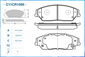 Колодки тормозные дисковые передние (Low Metallic) C11CR1095 CWORKS