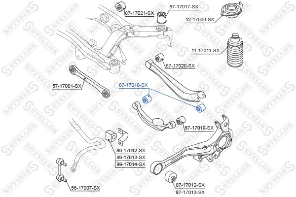 сайлентблок зад. рычага нижн. внутр.!\ Subaru Legacy B12 99-03 87-17018-SX STELLOX
