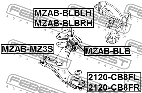 Опора шаровая правая FORD FOCUS 2011- 2120-CB8FR 2120-CB8FR FEBEST