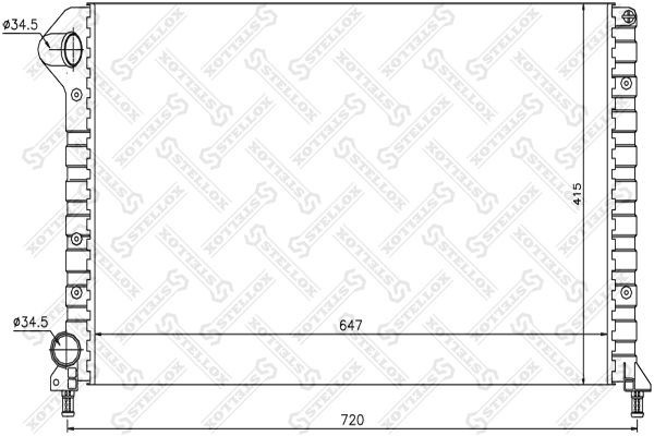радиатор системы охлаждения!\ Fiat Doblo 1.2i 00-05/1.4i 05>/1.6 04> 10-25713-SX STELLOX