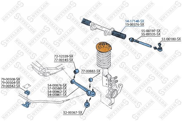 пыльник рейки рулевой!\ Citroen ZX, Peugeot 306 all <97 14-17148-SX STELLOX