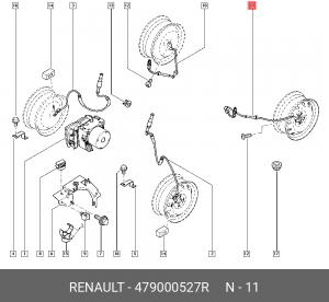 датчик ABS! передний и задний\ Renault Logan/Sandero 1.4/1.6/1.5DCi 04> 479000527R RENAULT
