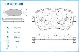 Тормозные колодки задние Low Metallic C12CR0008 C12CR0008 CWORKS