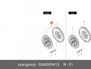 Сцепление SSANGYONG Actyon (06-),Kyron (05-) (D20) (диск+корзина) OE 30A0009413 SSANG YONG