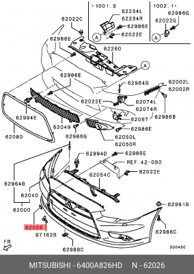 заглушка бампера переднего! под буксир.крюк\ Mitsubishi Lancer 07-14 6400A826HD MITSUBISHI