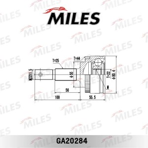 ШРУС наружный NISSAN ALMERA N16 1.5 03-11 +ABS (44 зуба) (GSP 841141) GA20284 GA20284 MILES