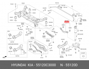 Рычаг подвески HYUNDAI Sonata (17-) KIA Optima (16-) задней верхний правый OE 55120C3000 HYUNDAI KIA