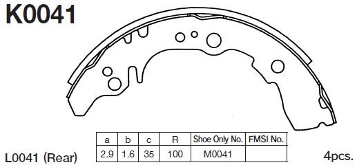 K0041-01 колодки барабанные!\ Daihatsu Extol/Atrai, Toyota Sparky 1.3/1.5 16V 06 K0041 MK KASHIYAMA