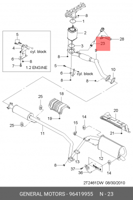 лямбда-зонд!\ Chevrolet Aveo T200 1.4 03-08 96419955 GENERAL MOTORS