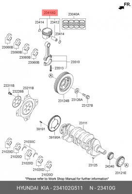 Поршень двигателя HYUNDAI Santa Fe (13-),Sonata (14-) (2.4) KIA Optima(16-) (2.4 234102G511 HYUNDAI KIA