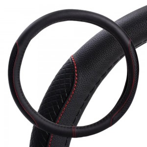 Оплетка на руль, искусст. кожа, с тиснением ромб , черная, красн. прошивка, 38 с AWS-LI-20M AIRLINE