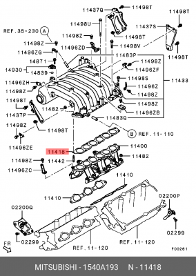 ПРОКЛАДКА ВПУСКНОГО КОЛЛЕКТОРА 1540A193 1540A193 MITSUBISHI