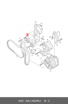 ролик натяжной с механизмом натяжения!\ VW Crafter 04L145299J VAG