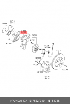 ЗАЩИТНЫЙ КОЖУХ ТОРМОЗНОГО ДИСКАCOVER-FR 51755-2F310 517552F310 HYUNDAI KIA
