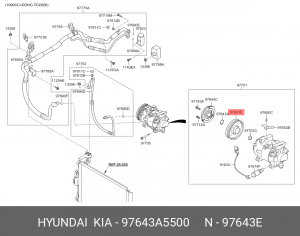 Шкив HYUNDAI i30 (12-) KIA Ceed (12-) компрессора кондиционера OE 97643A5500 HYUNDAI KIA