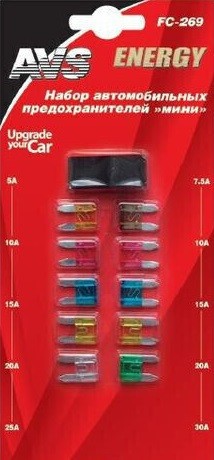 Предохранитель 5-30A флажковый MINI комплект 10шт. AVS 43733 AVS