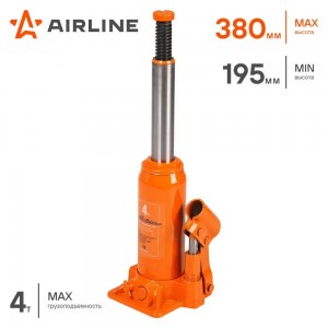 Домкрат бутылочный 4 т AIRLINE 195 - 380 мм в кейсе AJ-B-04K AIRLINE