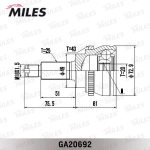 ШРУС наружный комплект SUZUKI IGNIS 01-04 GA20692 GA20692 MILES