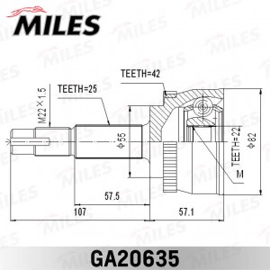 ШРУС наружный с ABS NISSAN ALMERA N16/BLUEBIRD SYLPHY/SUNNY 1.5-2.0D 00-05 (GKN  GA20635 MILES
